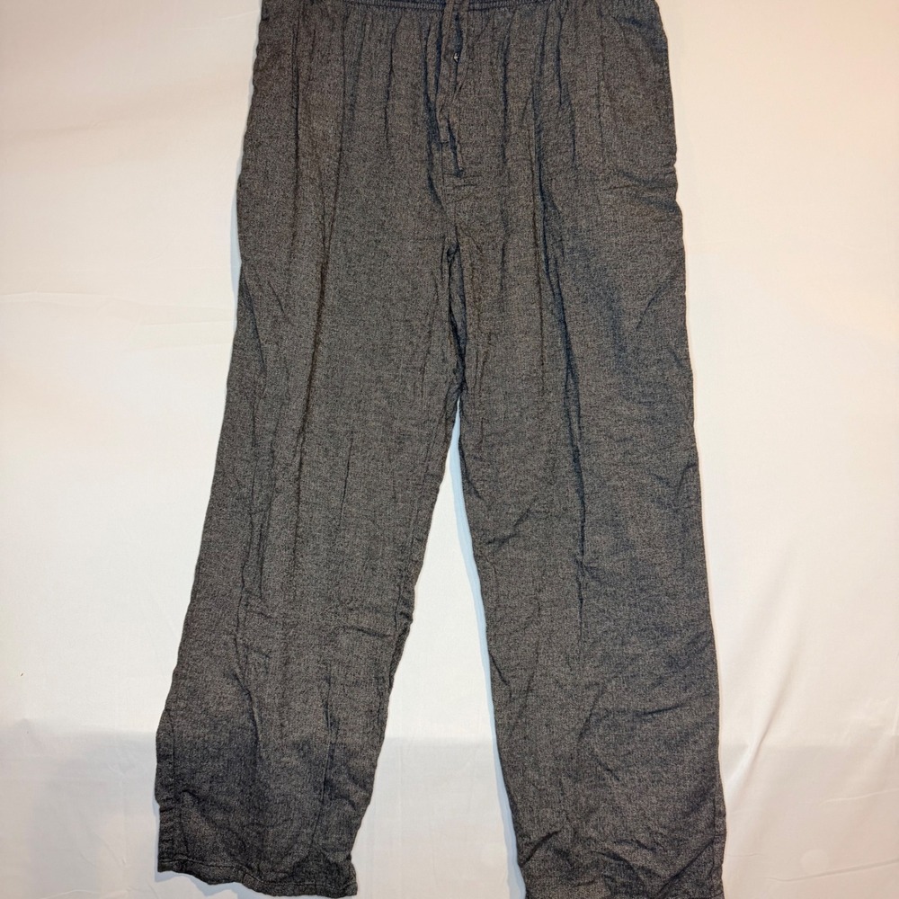 Stafford Mens Grey Herringbone Cotton Sleep Pants Large Regular Fit Pajamas